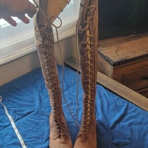 Women’s Tall Lace-Up Suede Boots - Tan Or Taupe Brown Color